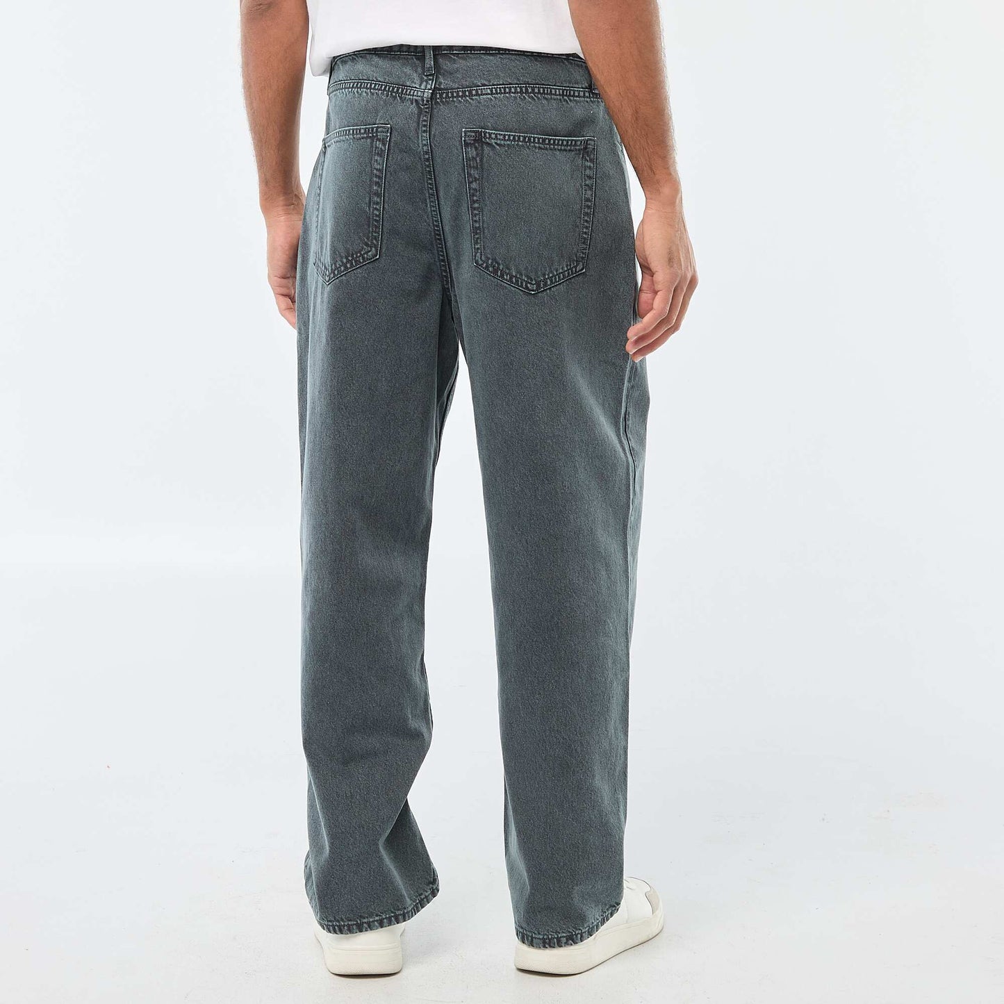 Solid Twill Baggy Pants BLUE