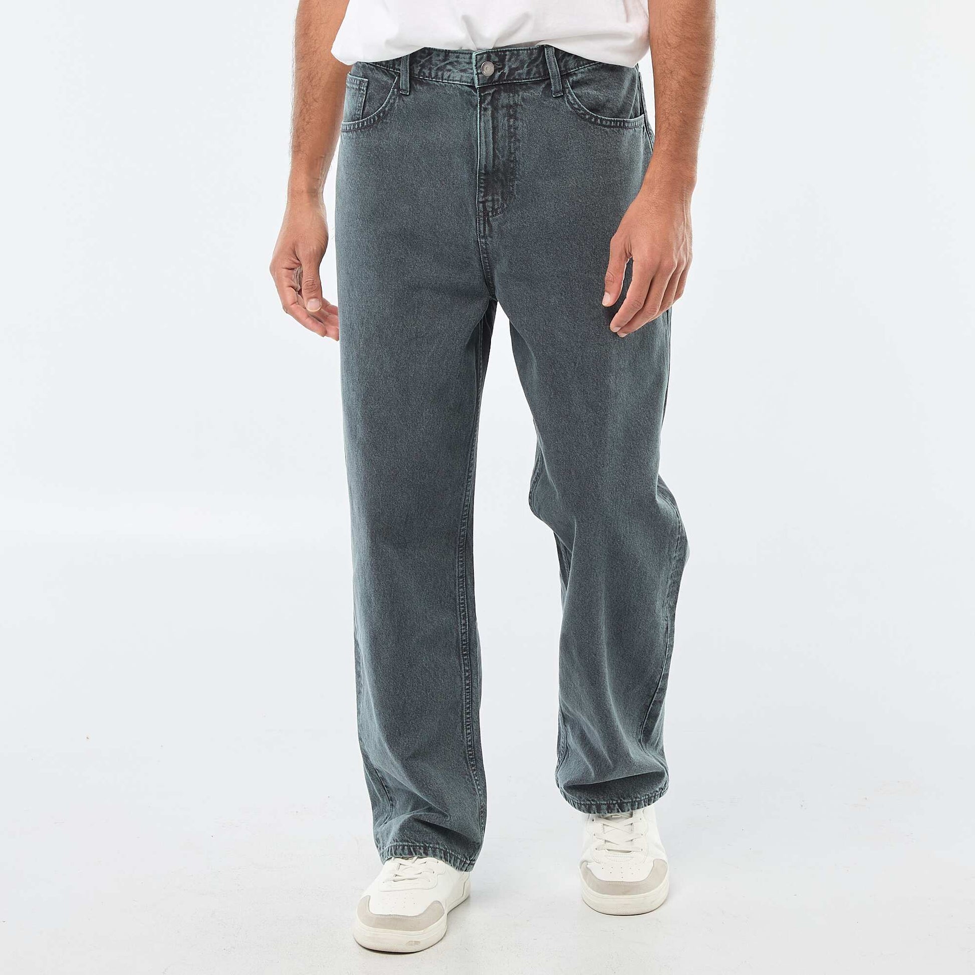 Solid Twill Baggy Pants BLUE
