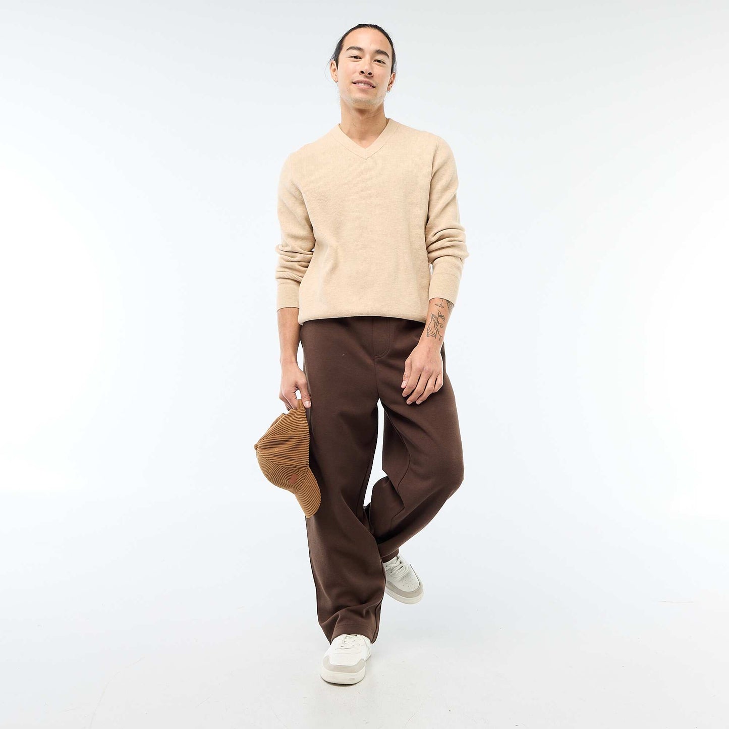 Wide-Leg Jogger Style Pants BROWN