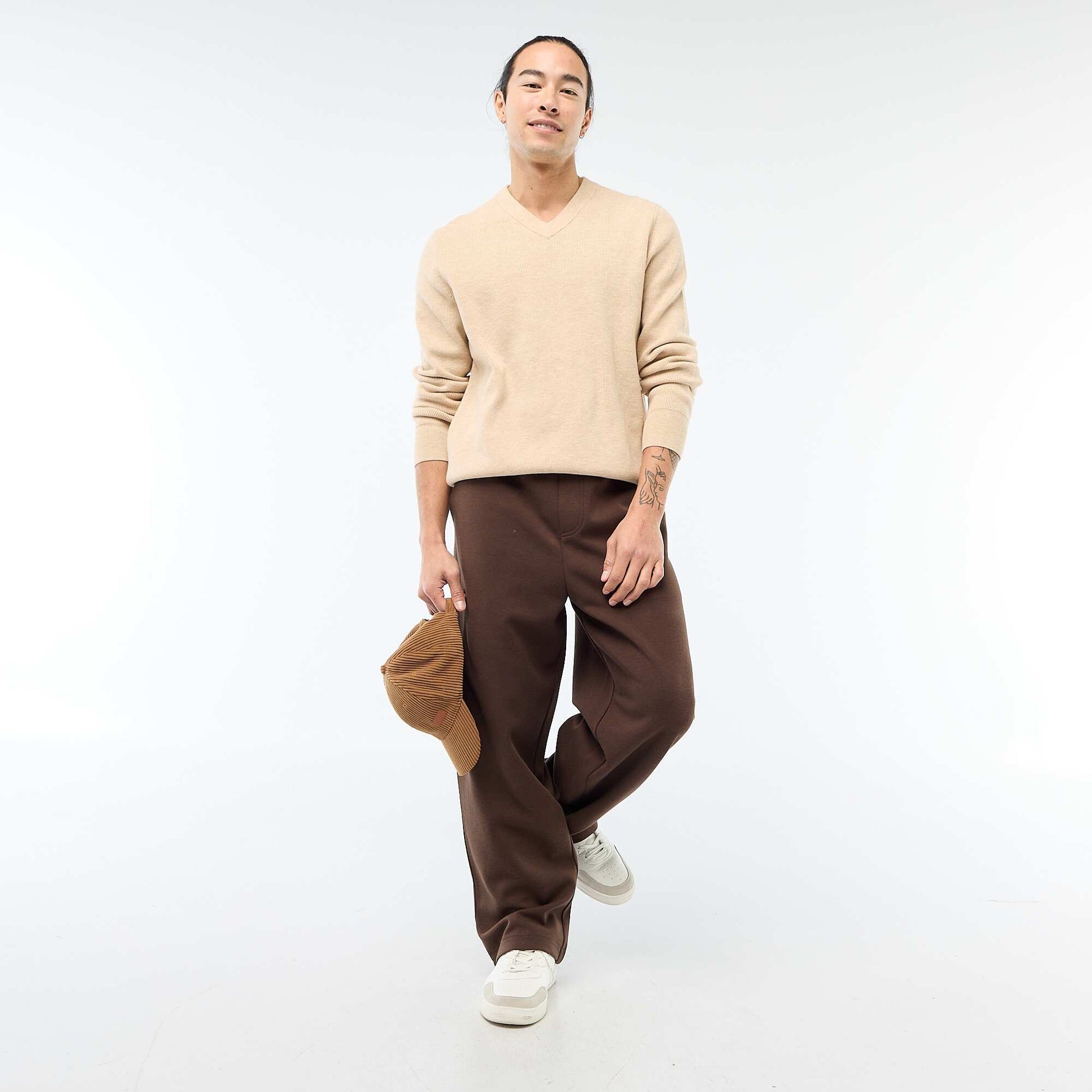 Wide-Leg Jogger Style Pants BROWN