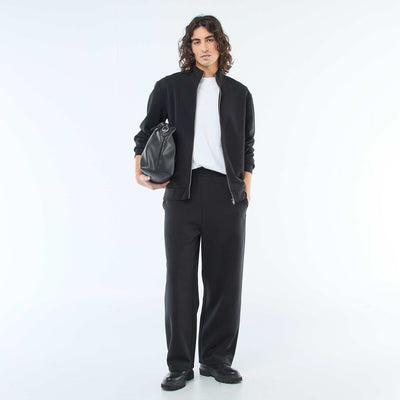 Wide-Leg Jogger Style Pants BLACK