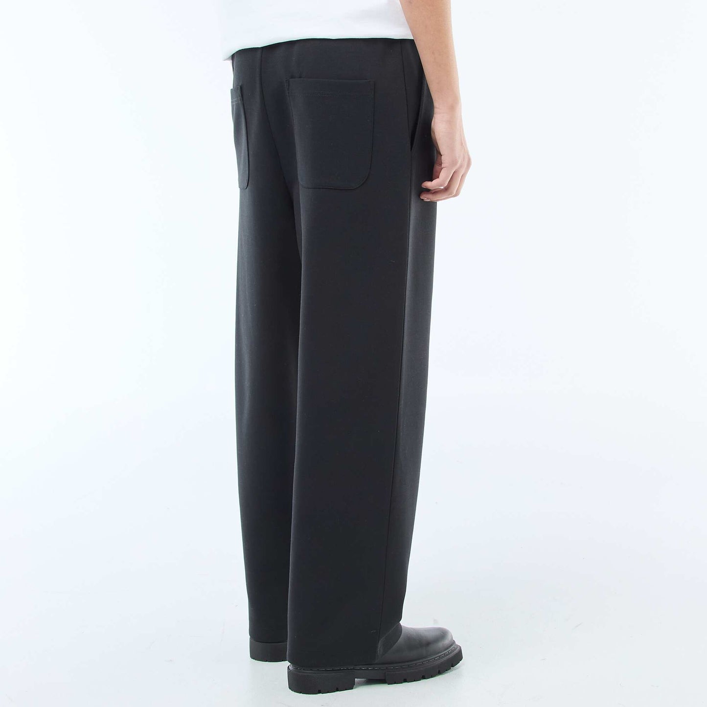 Wide-Leg Jogger Style Pants BLACK
