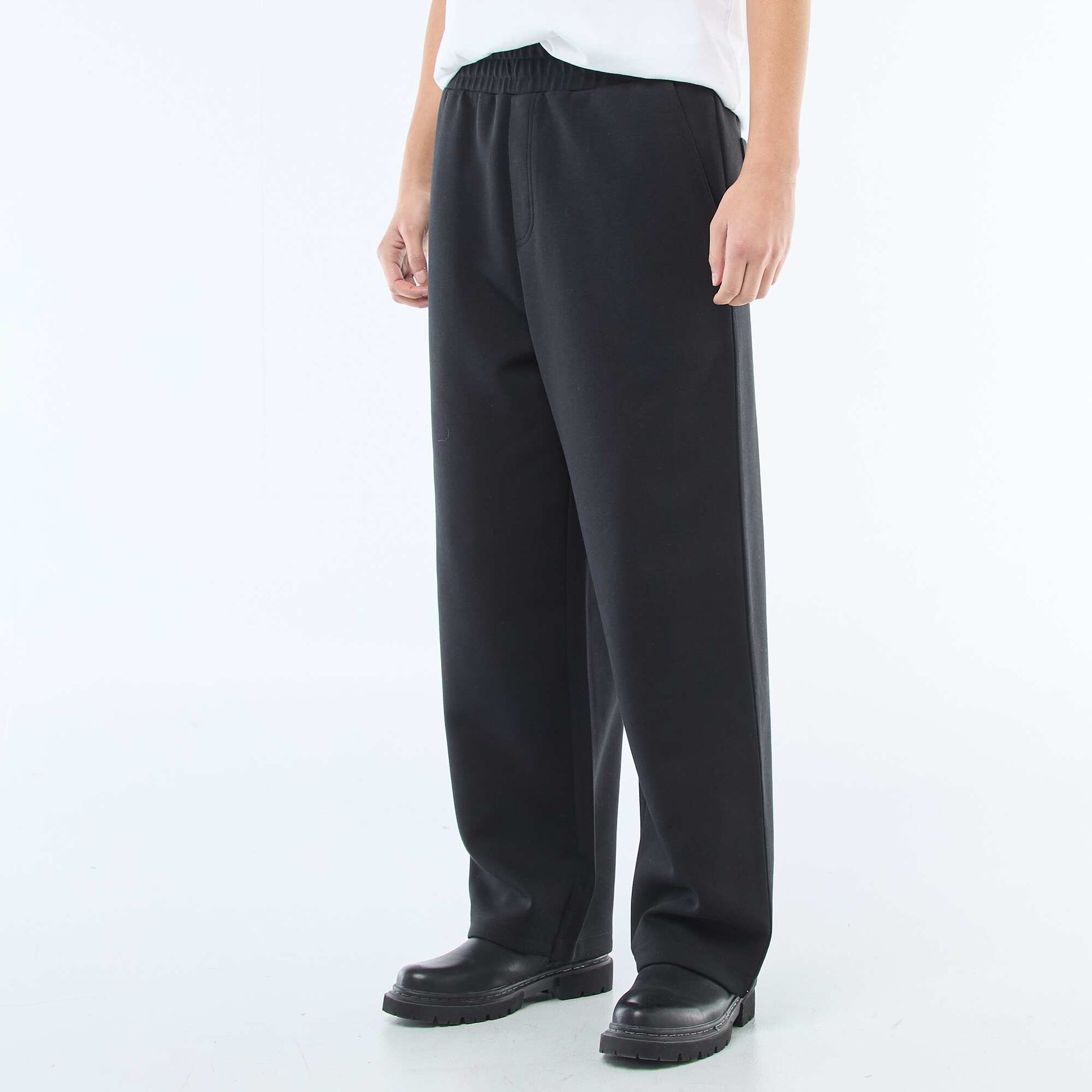 Wide-Leg Jogger Style Pants BLACK