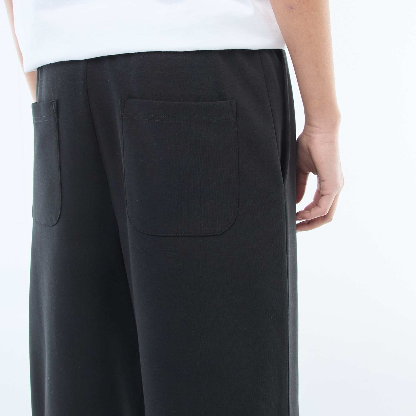 Wide-Leg Jogger Style Pants BLACK