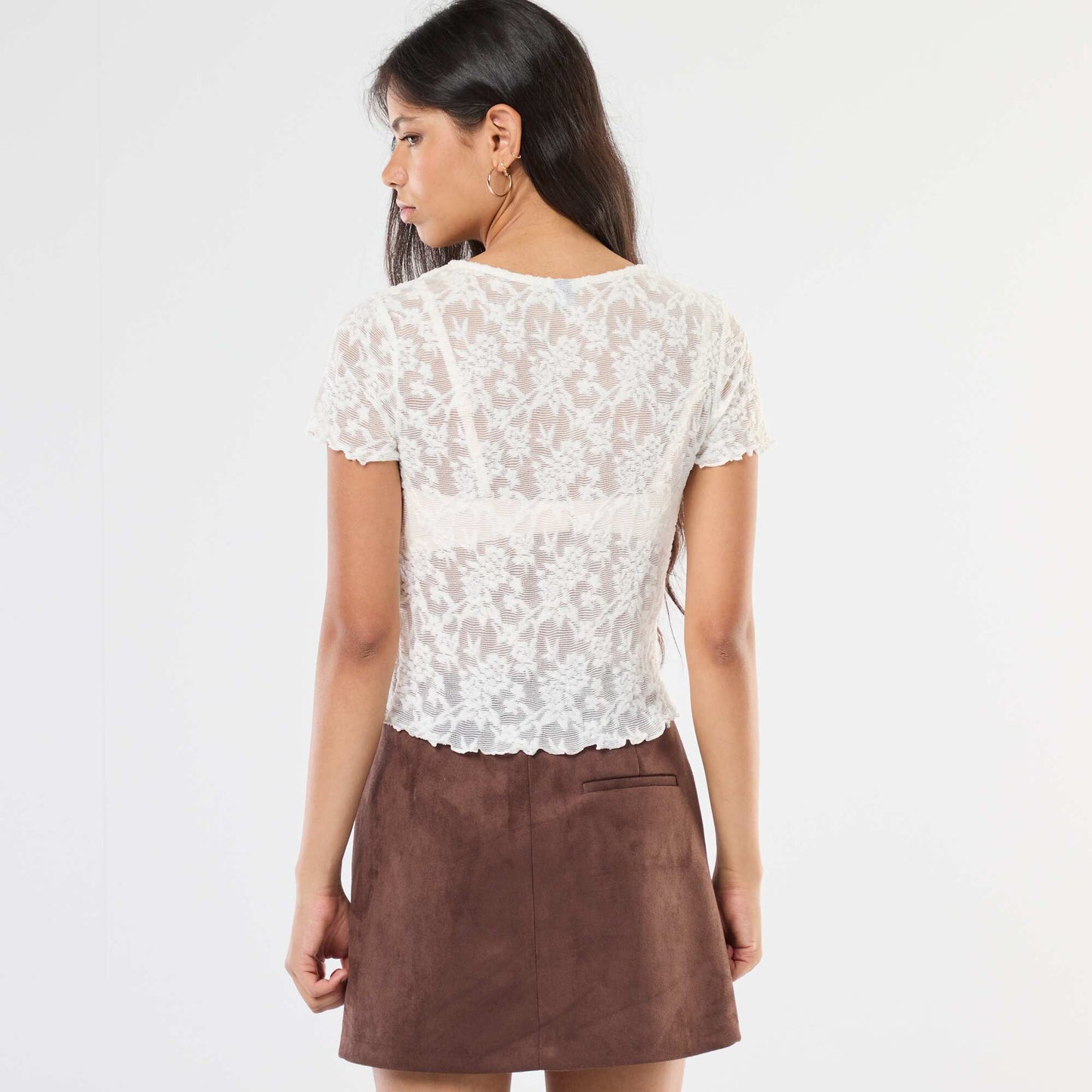 Lace Short-Sleeve T-Shirt WHITE