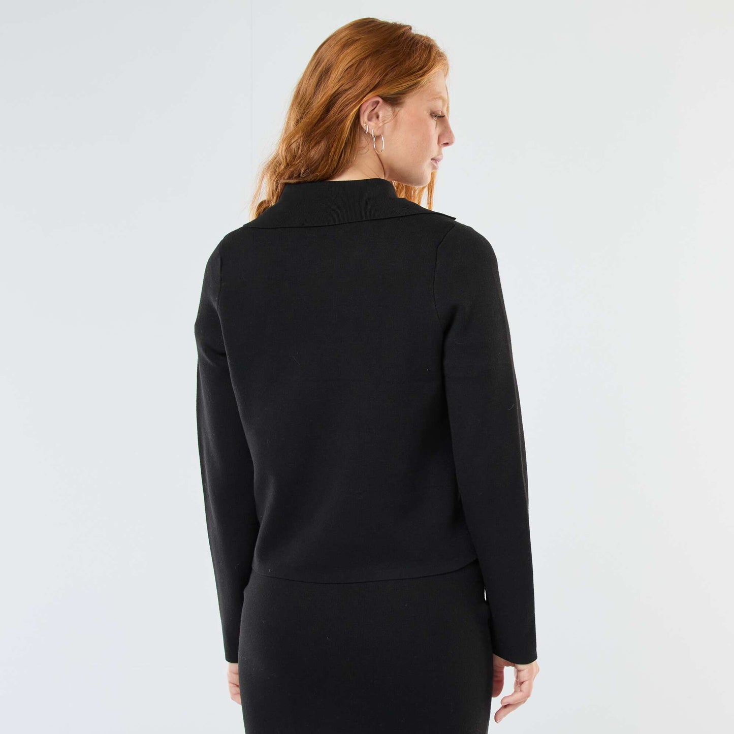 Double-Breasted Ottoman Knit Cardigan BLACK