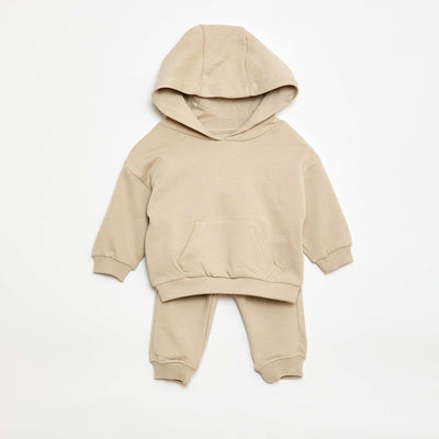Monochrome Hoodie and Joggers Set - 2 Piece BEIGE