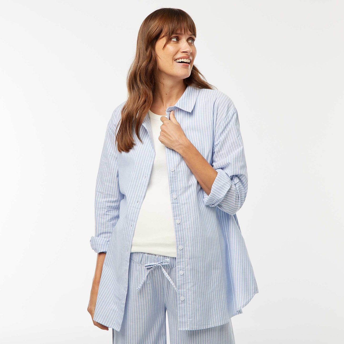 Striped Maternity Shirt BLUE