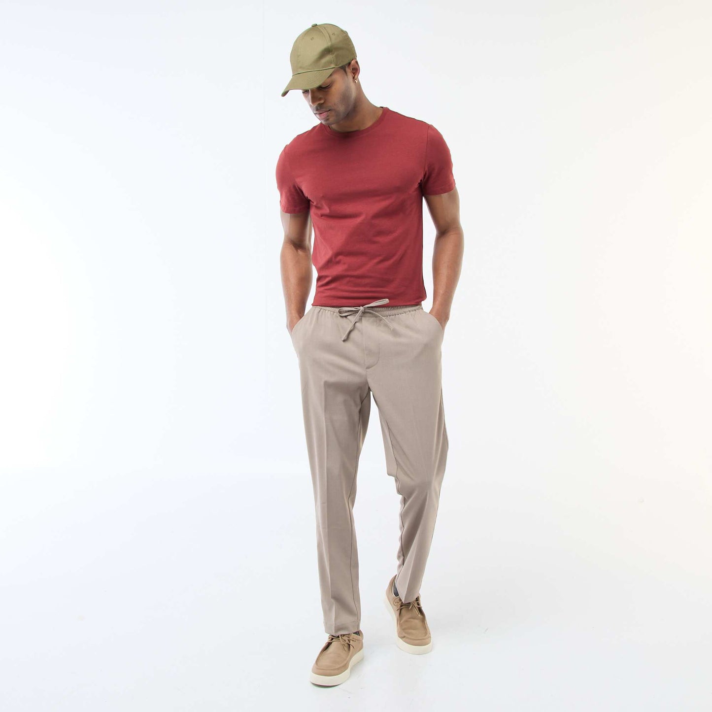 Solid Jogger-Style Trousers BEIGE