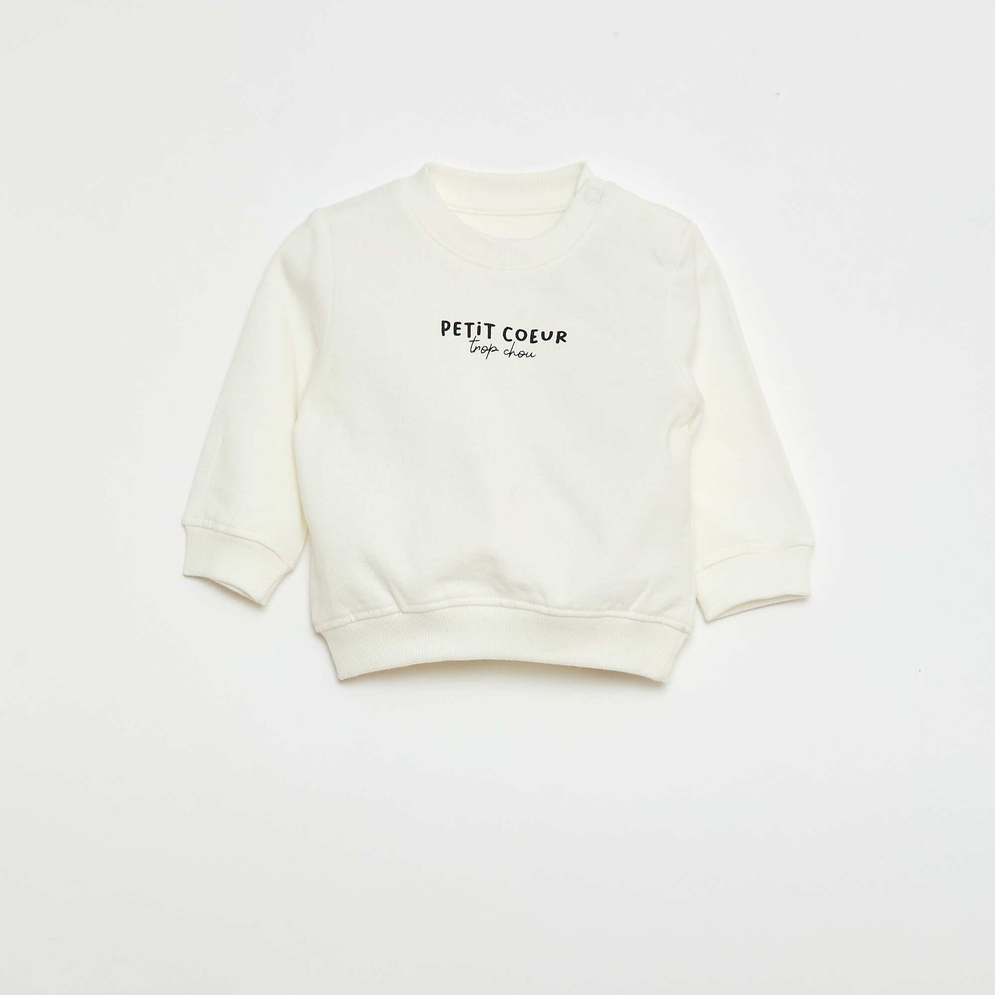 Lightweight Fleece Sweatshirt with Print WHITE