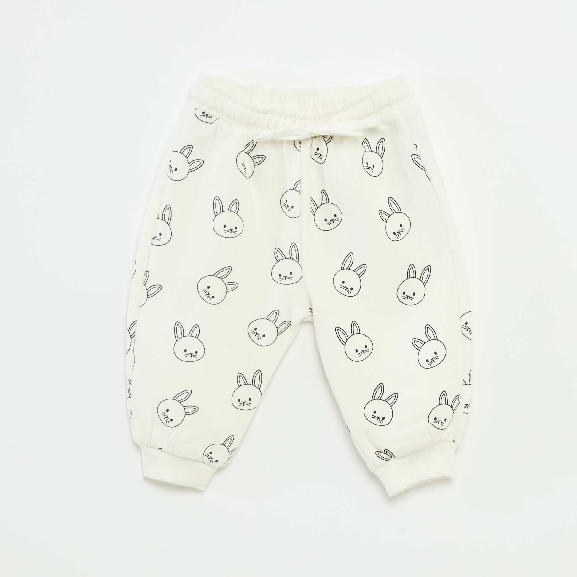 Fleece Joggers with Kangaroo Pocket and Novelty Ears WHITE