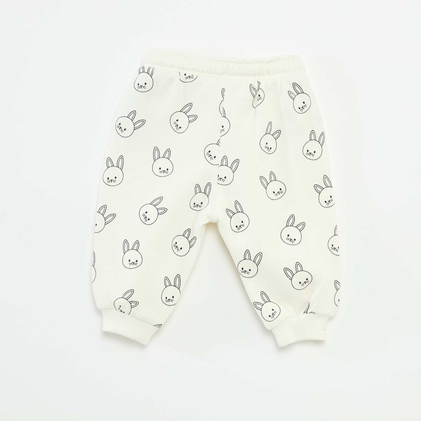 Fleece Joggers with Kangaroo Pocket and Novelty Ears WHITE