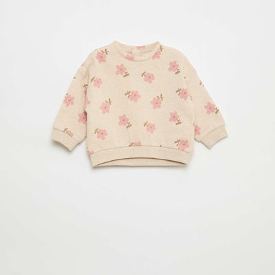 Patterned Fleece Sweatshirt BEIGE
