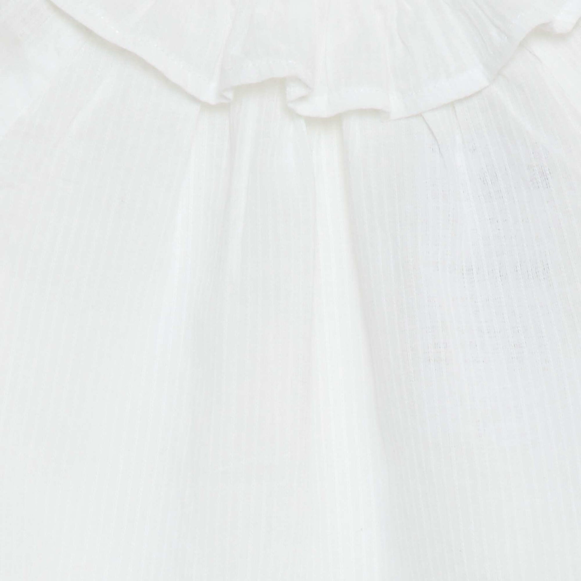 Dobby Blouse with Buttoned Back Opening WHITE