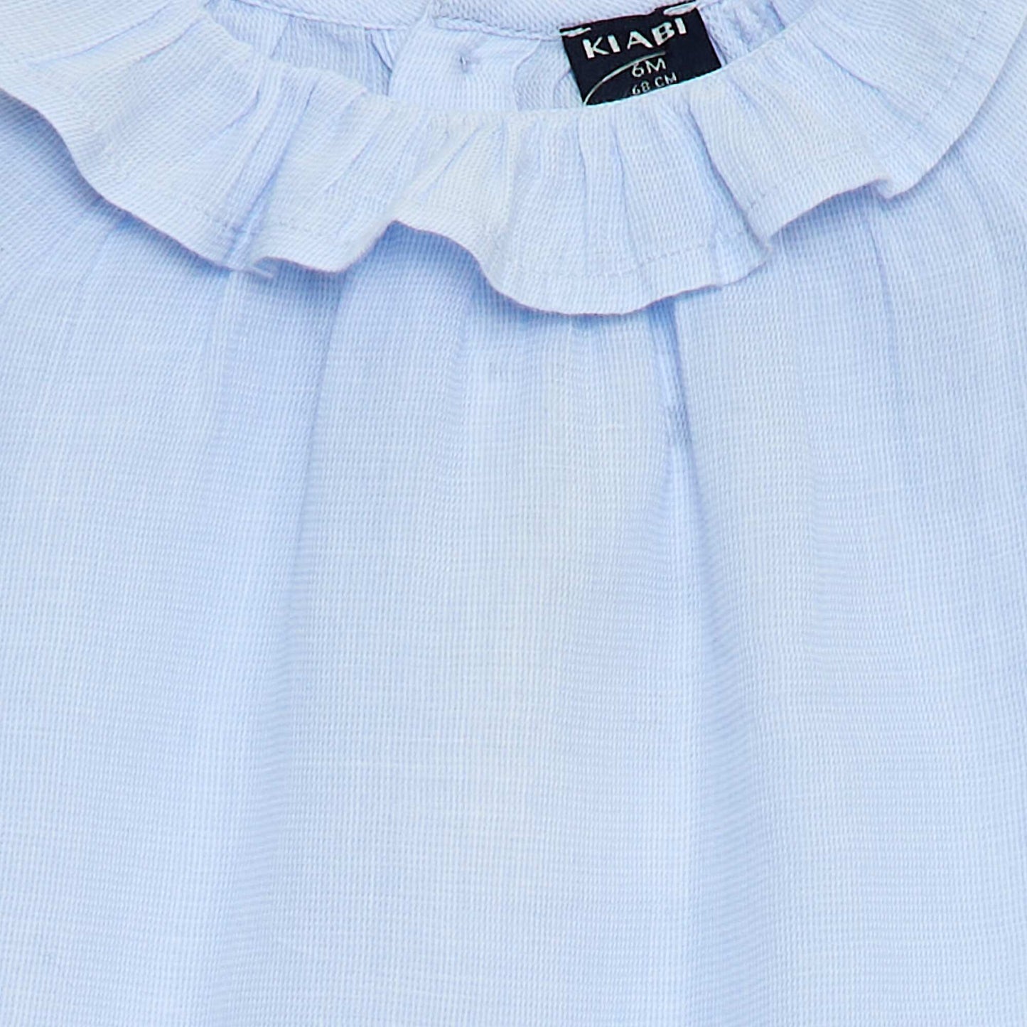 Dobby Blouse with Buttoned Back Opening BLUE