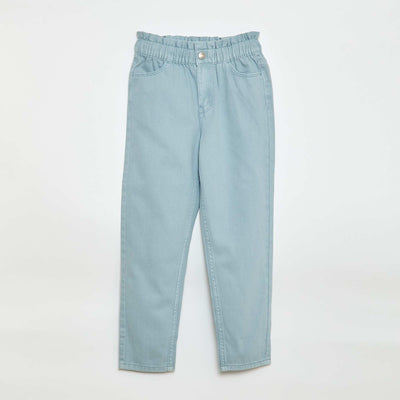 Mom Fit Denim Pants with Print BLUE