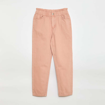 Patterned Mom Fit Denim Trousers PINK