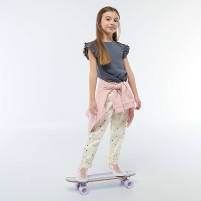 Mom Fit Denim Pants with Print WHITE