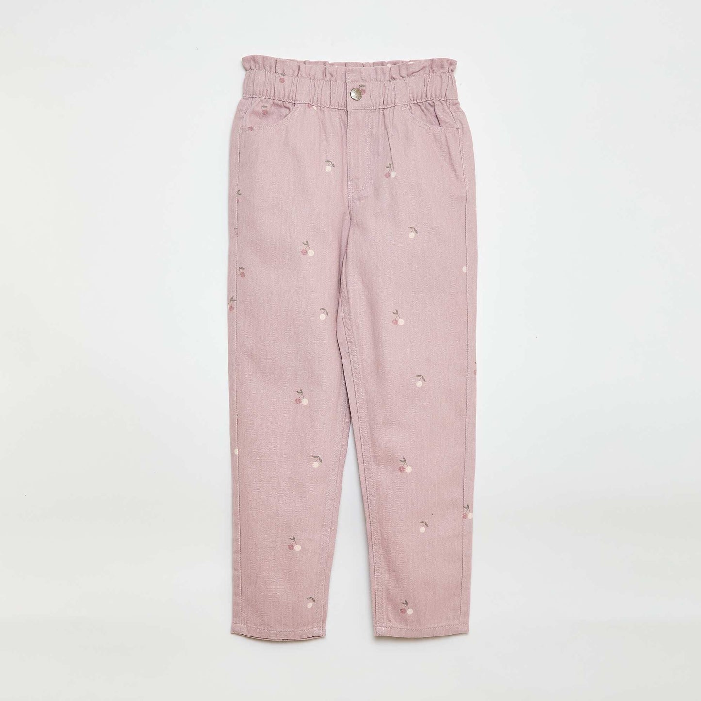 Patterned Mom Fit Denim Trousers PINK