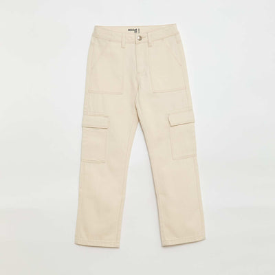 Multi-Pocket Denim Trousers WHITE