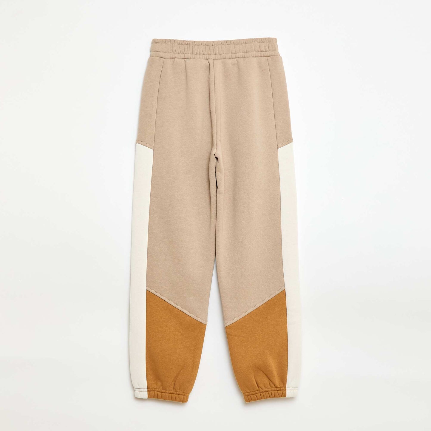 Color Block Fleece Joggers BEIGE
