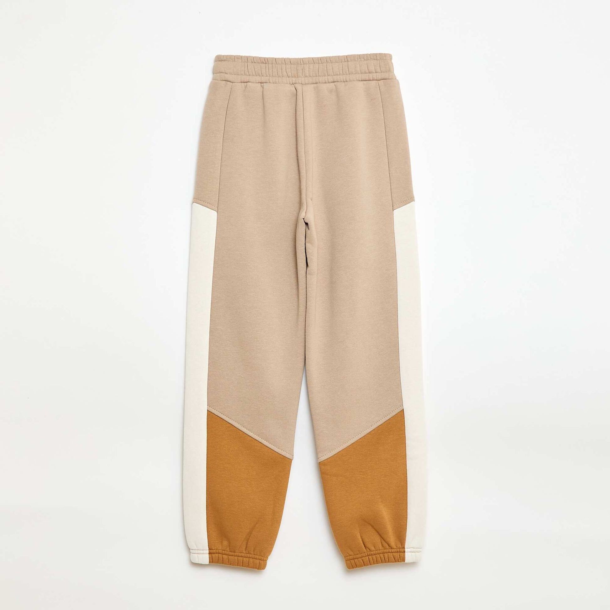 Color Block Fleece Joggers BEIGE