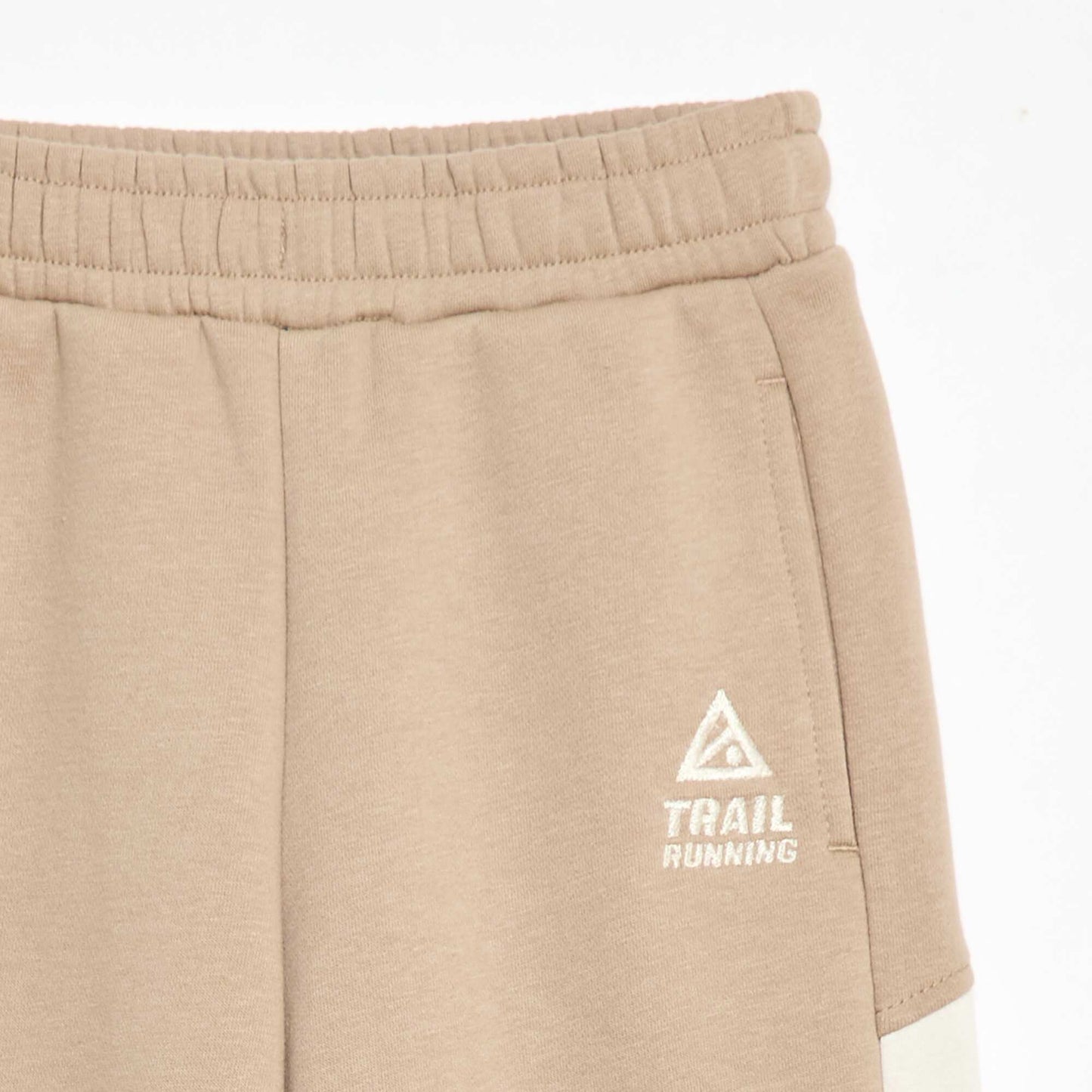 Color Block Fleece Joggers BEIGE
