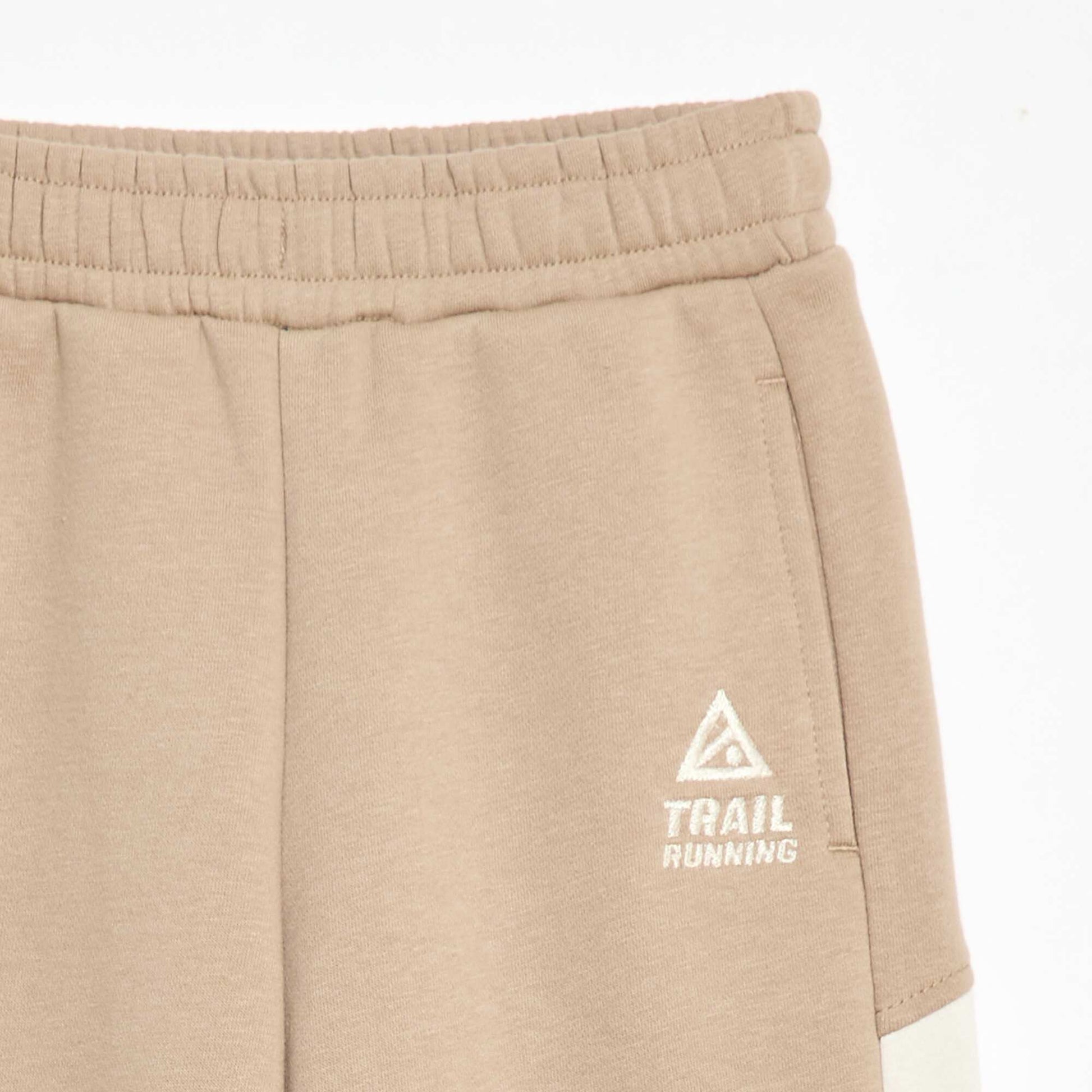Color Block Fleece Joggers BEIGE