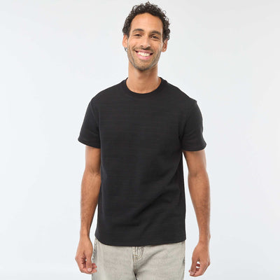 Waffle Knit Short-Sleeve T-Shirt BLACK