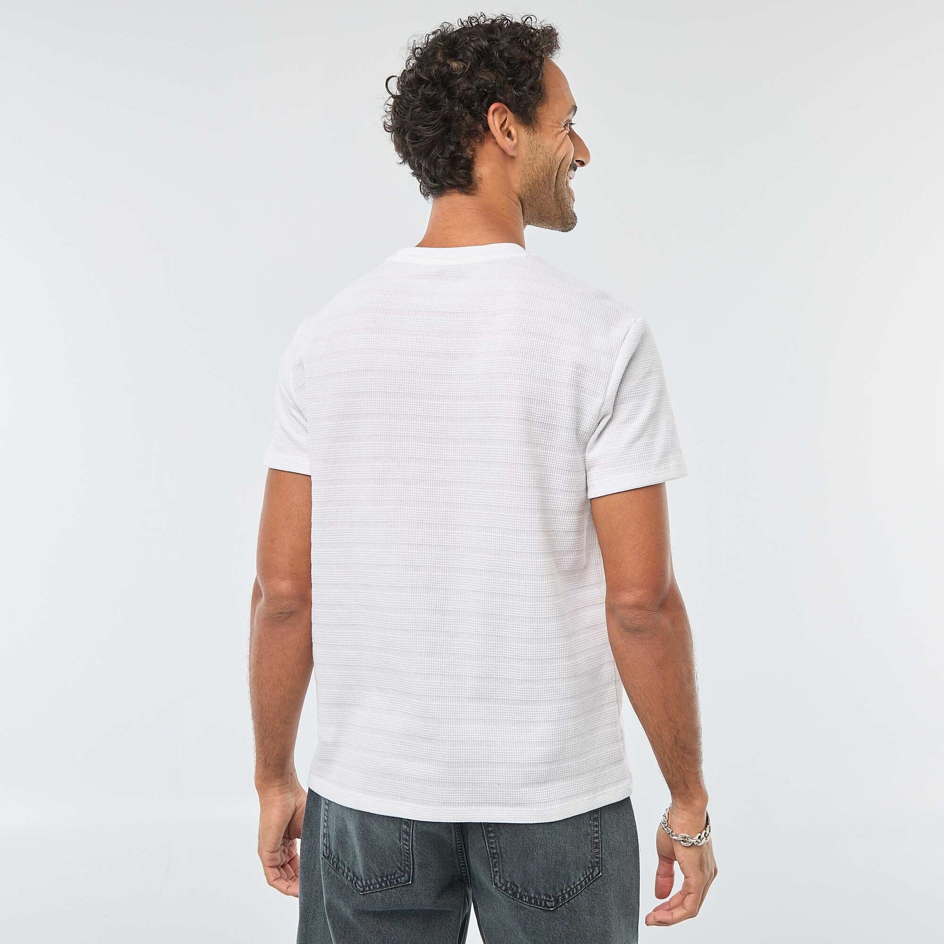Waffle Knit Short-Sleeve T-Shirt WHITE