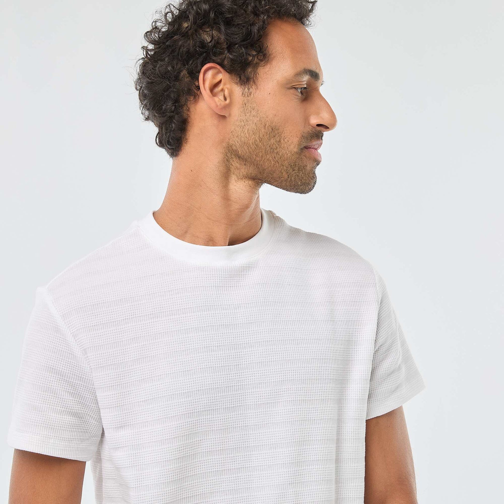 Waffle Knit Short-Sleeve T-Shirt WHITE