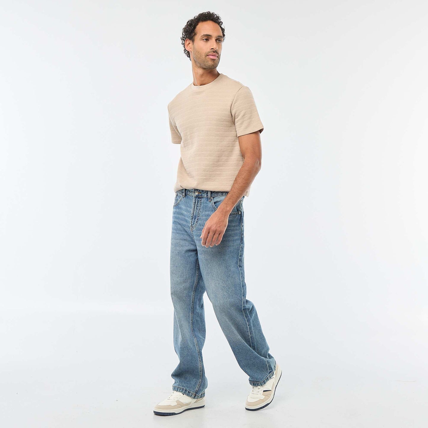 Waffle Knit Short-Sleeve T-Shirt BEIGE