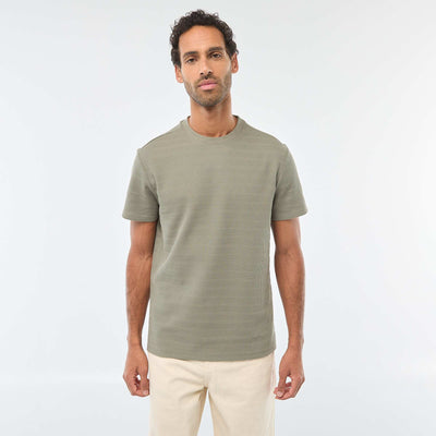 Waffle Knit Short Sleeve T-Shirt GREEN