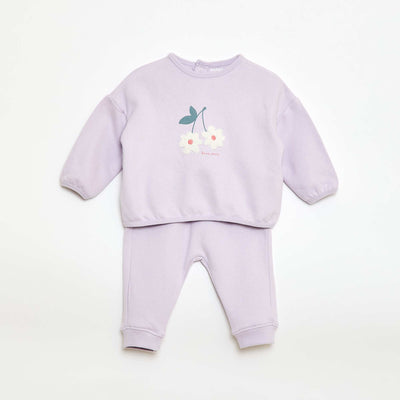 Sweatshirt and Fancy Joggers Set PURPLE