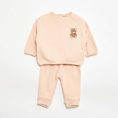 Sweatshirt and patterned joggers set PINK