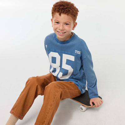 Long-sleeved American sport-style T-shirt BLUE