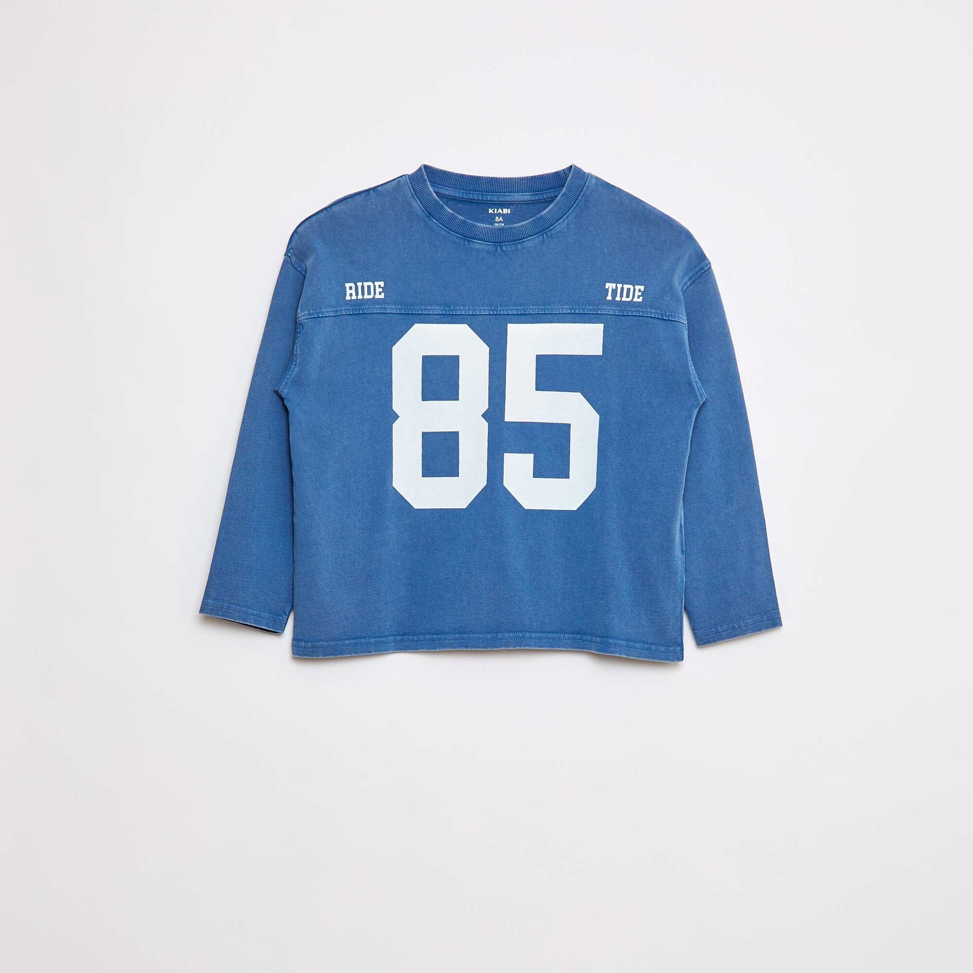 Long-sleeved American sport-style T-shirt BLUE