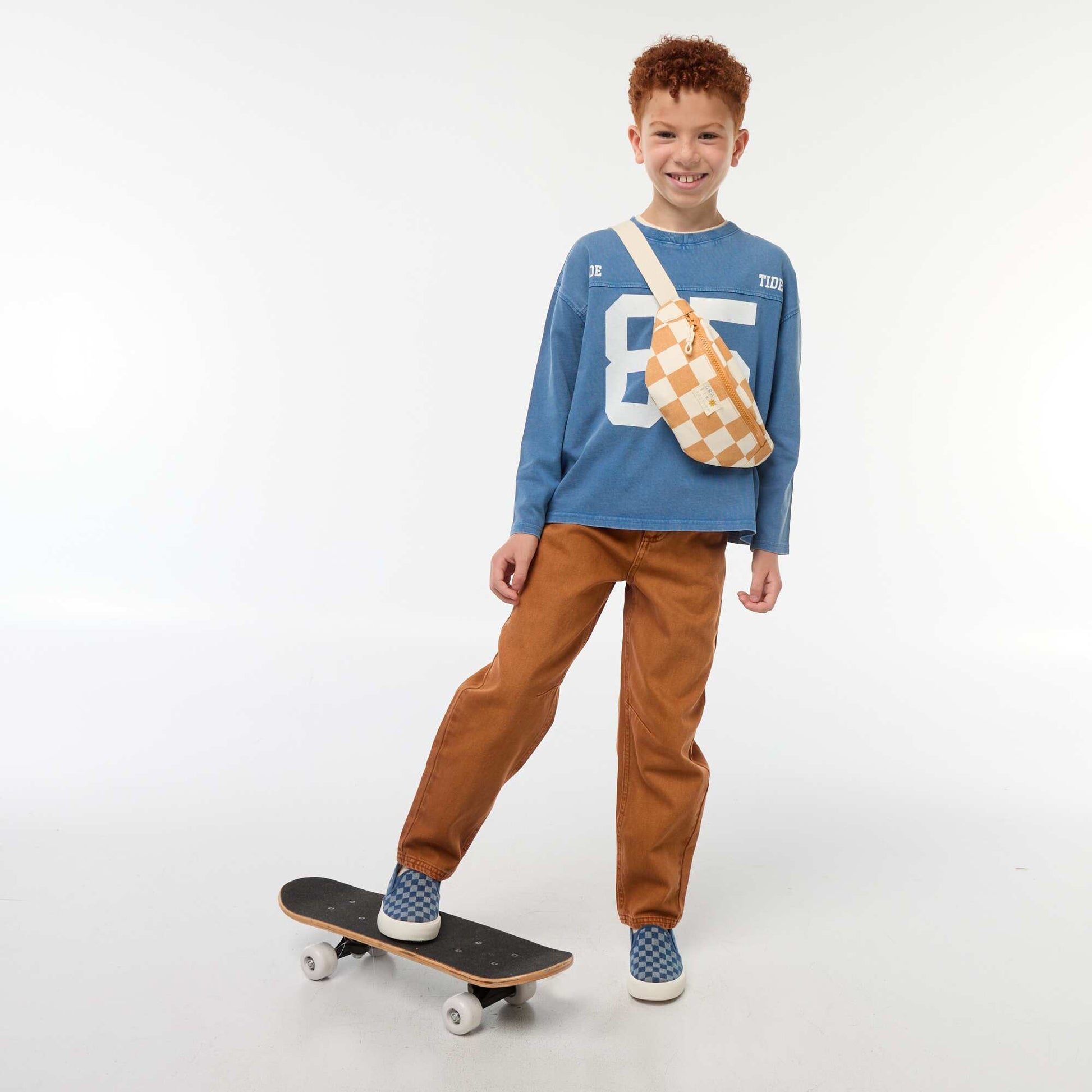 Long-sleeved American sport-style T-shirt BLUE