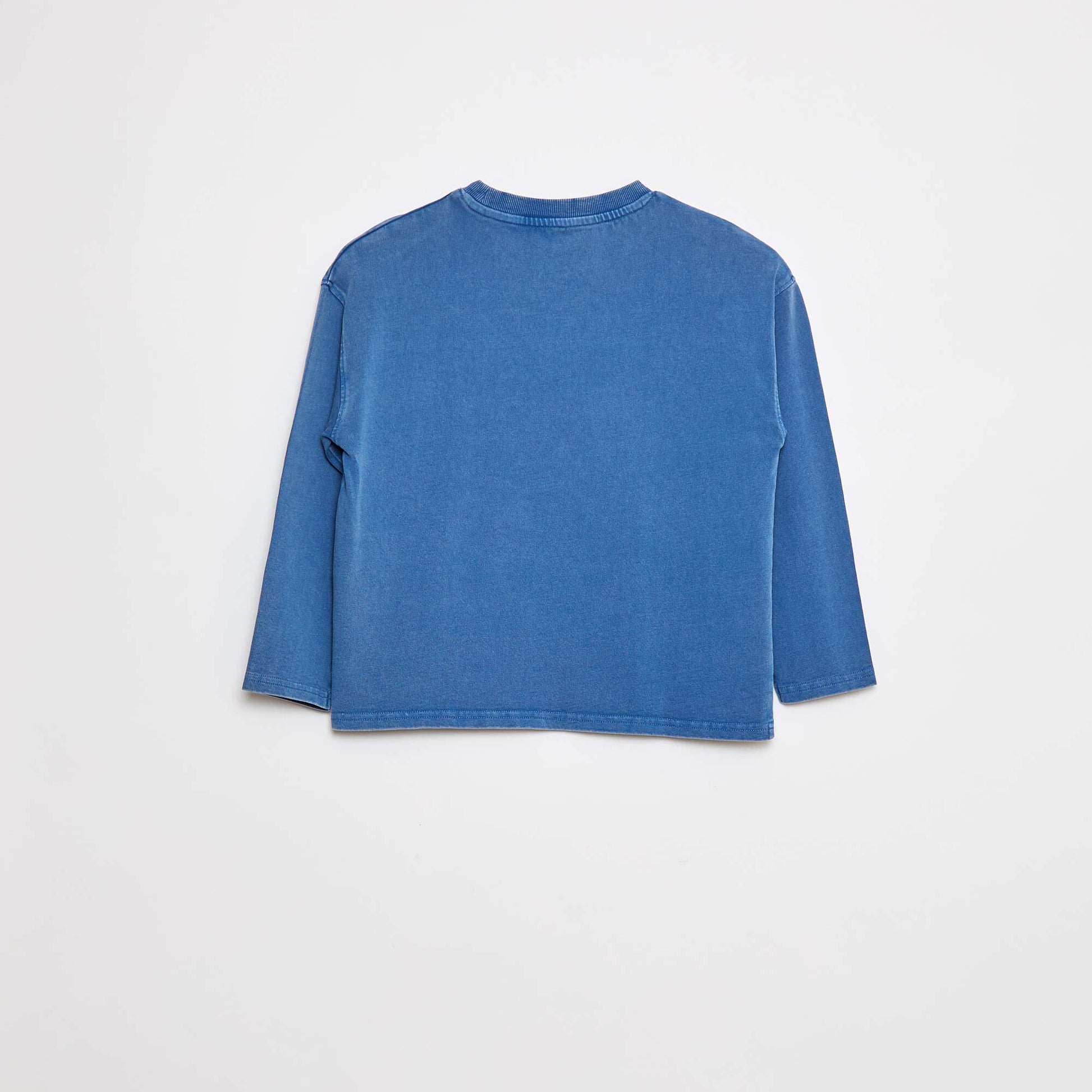 Long-sleeved American sport-style T-shirt BLUE