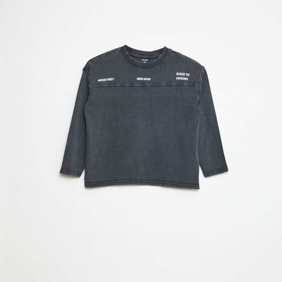 Long-sleeved American sport-style T-shirt BLACK