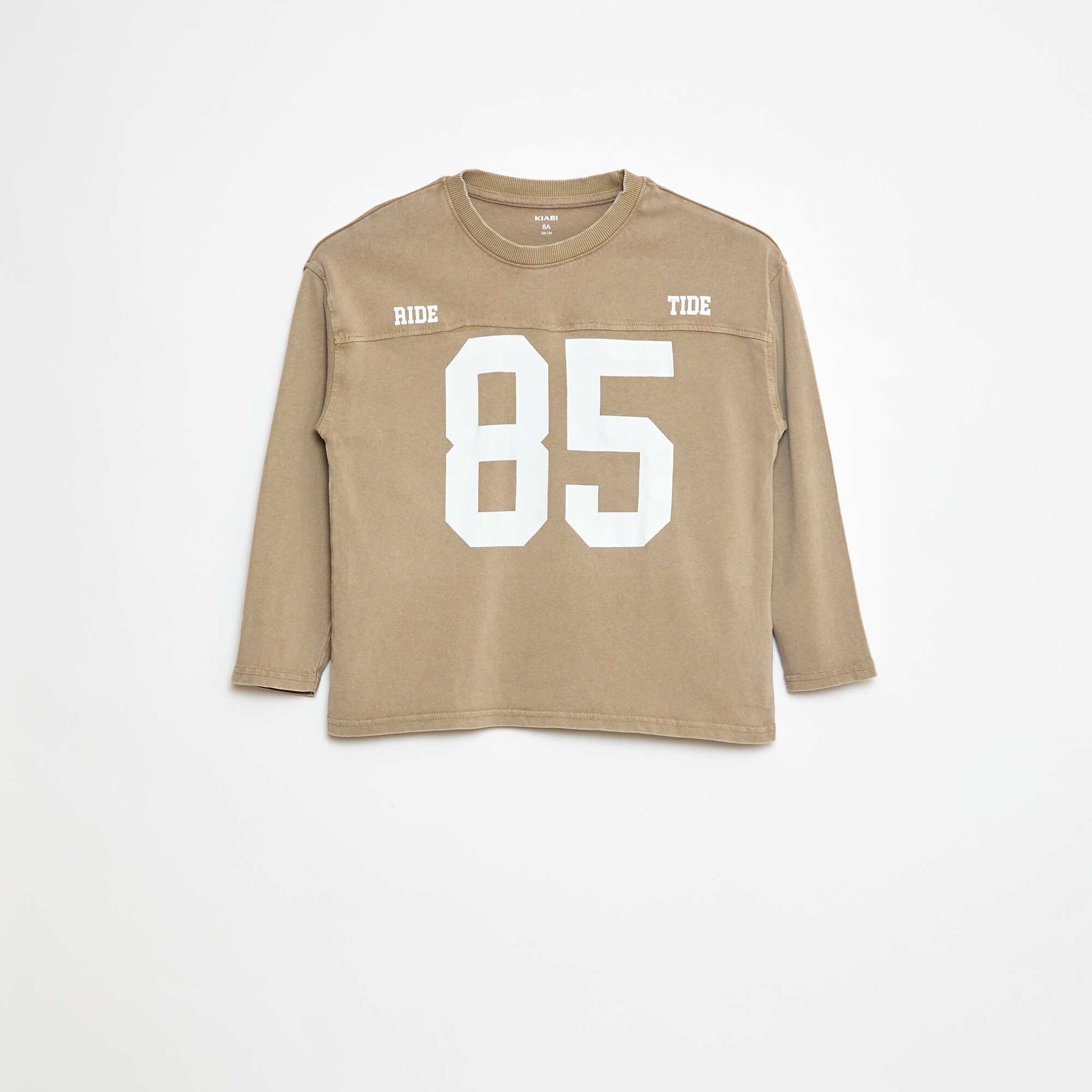 Long-sleeved American sport-style T-shirt BEIGE