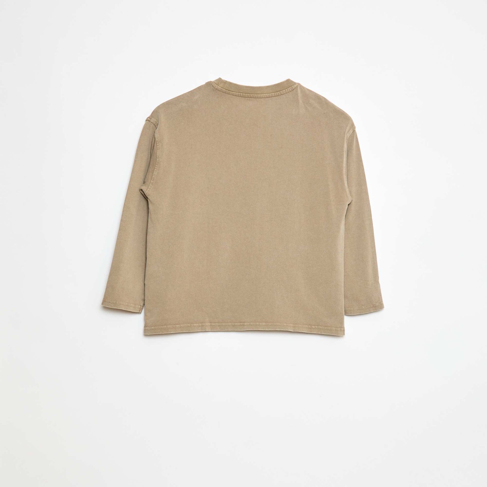 Long-sleeved American sport-style T-shirt BEIGE