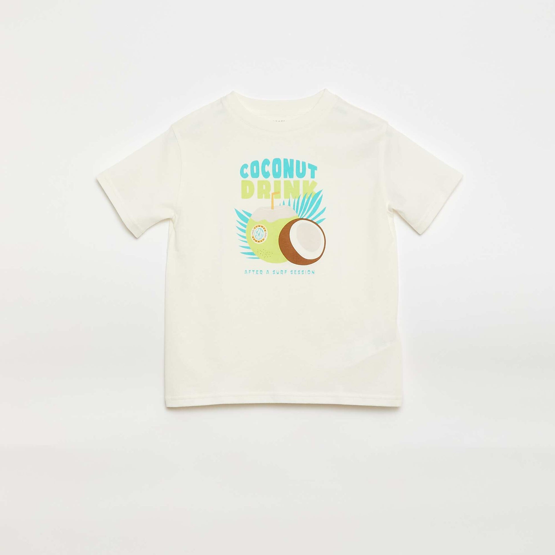 Short-sleeved printed T-shirt BEIGE