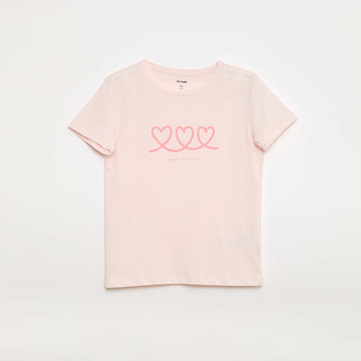 Short-Sleeved Printed Message T-Shirt PINK