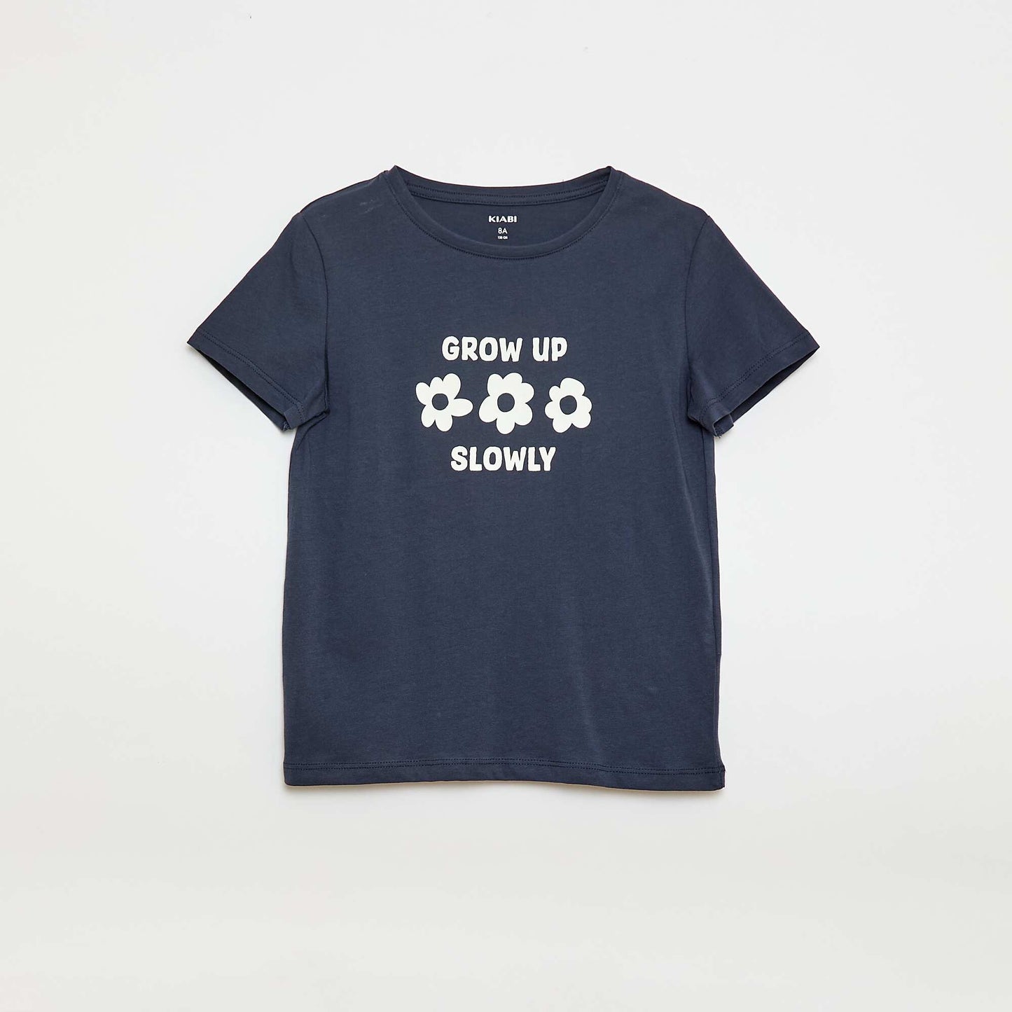 Short-Sleeved Printed Message T-Shirt BLUE