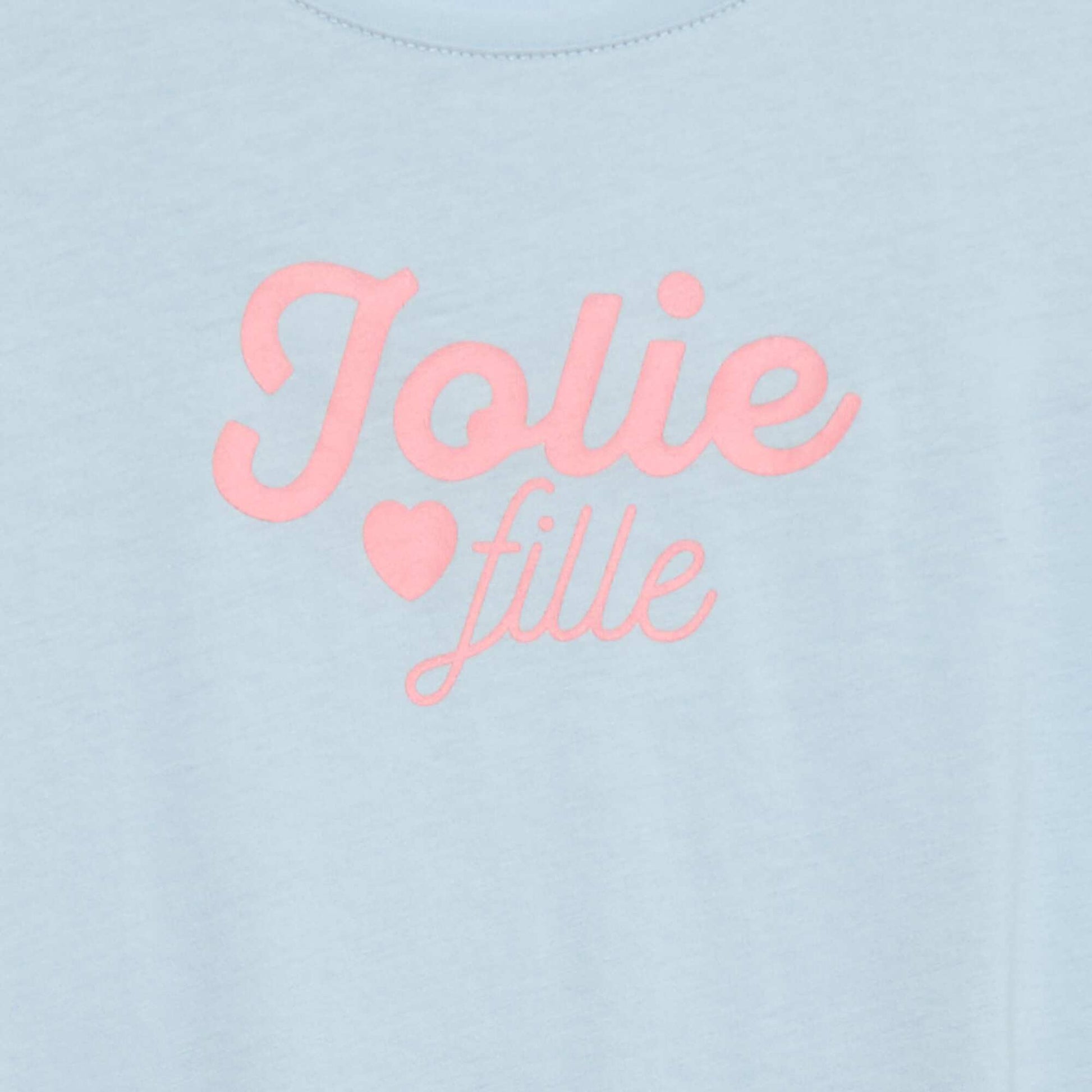 Short-Sleeved Printed Message T-Shirt BLUE