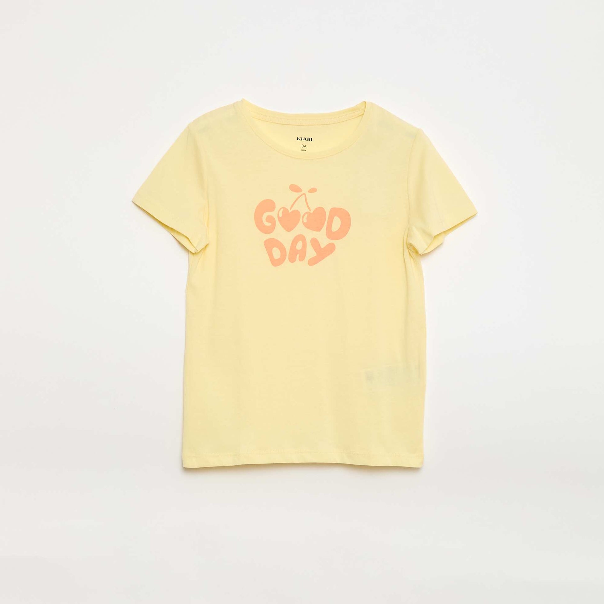 Short-sleeved T-shirt with printed message YELLOW