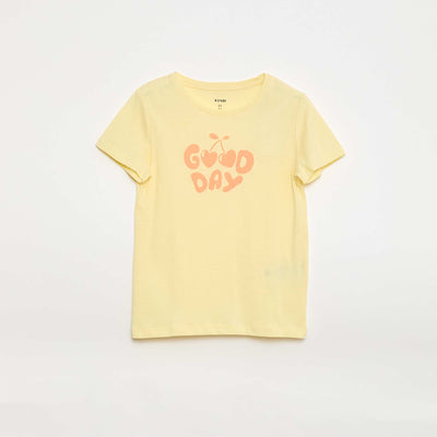 Short-sleeved T-shirt with printed message YELLOW