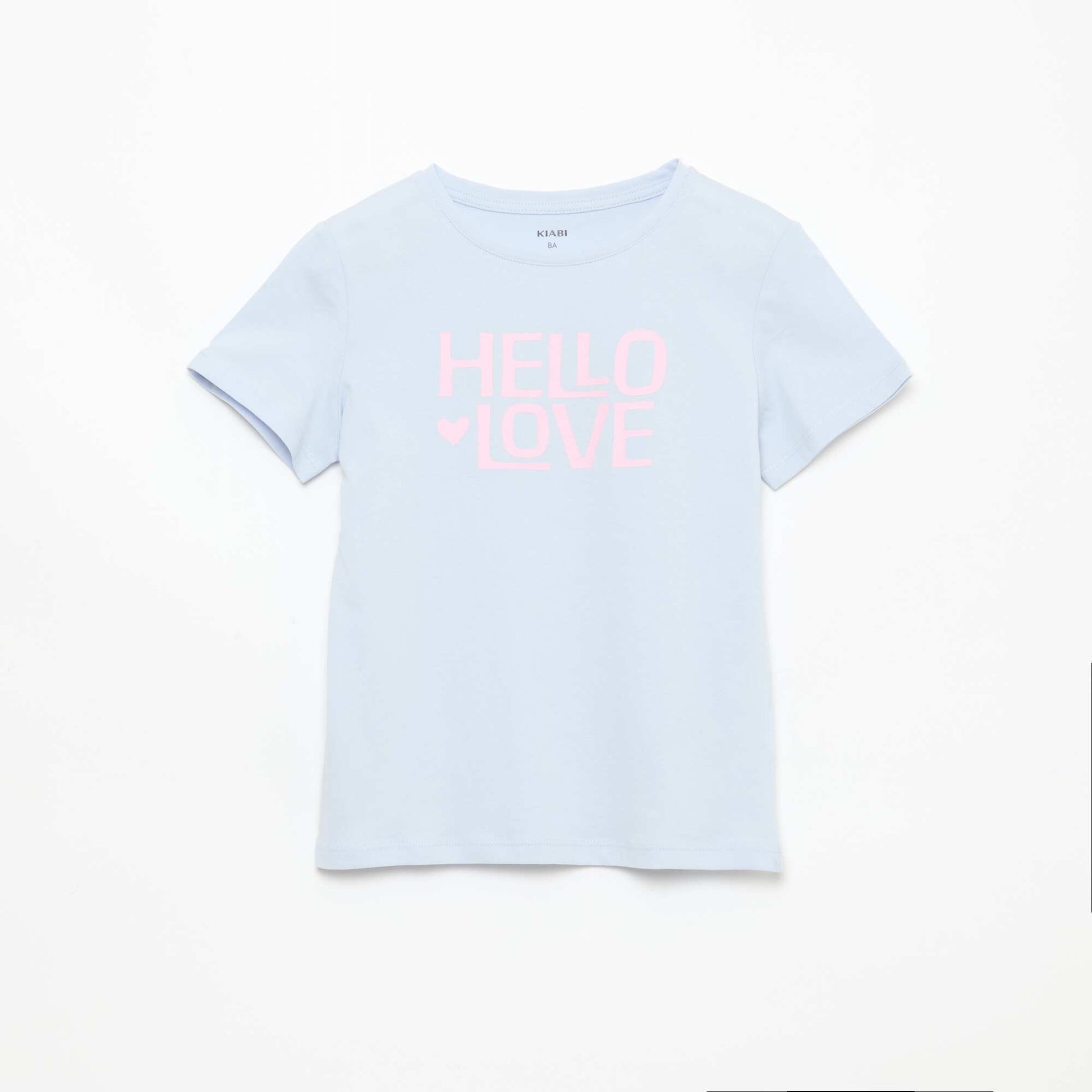 Message print short-sleeved T-shirt BLUE