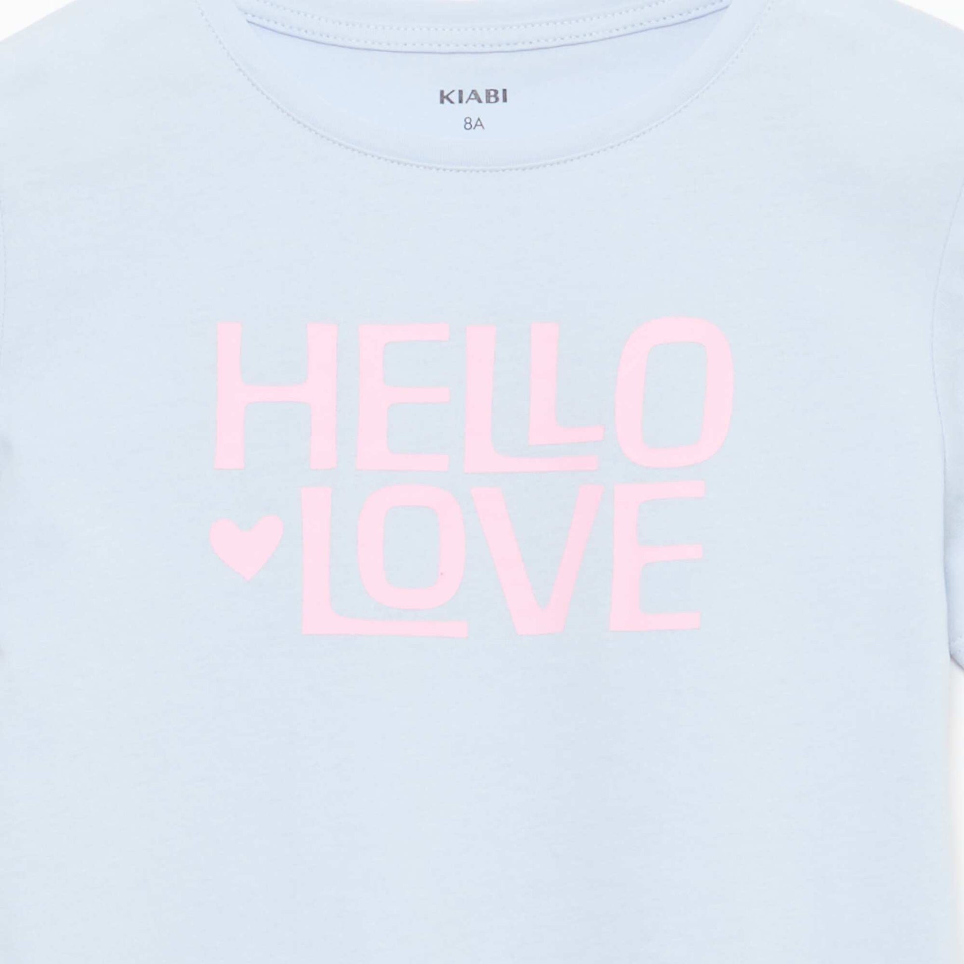 Message print short-sleeved T-shirt BLUE